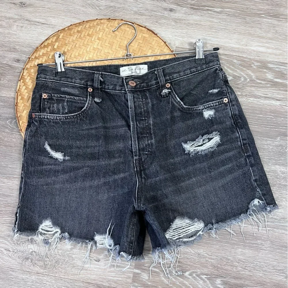 Free‎ people makai black cut off shorts high rise distressed 4” inseam